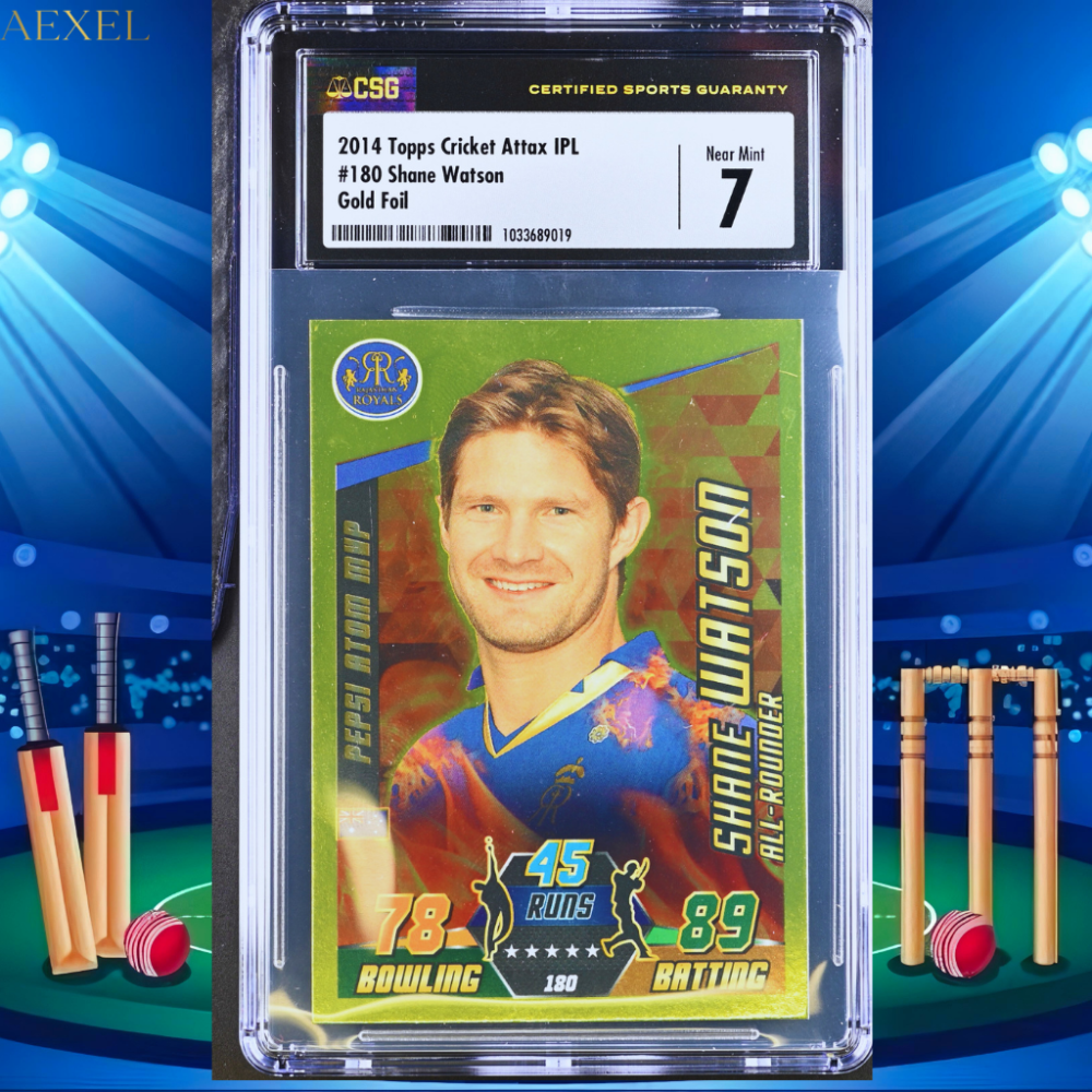 Shane Watson 2014 Topps Cricket Attax IPL RR Gold  Foil CGC Graded 7 Card #180