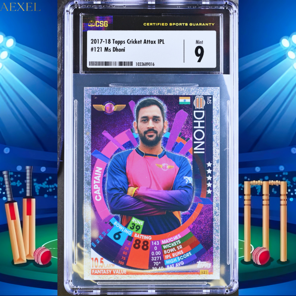 Ms Dhoni 2017 Topps Cricket Attax IPL CGC Graded 9 TOP POP Card#121
