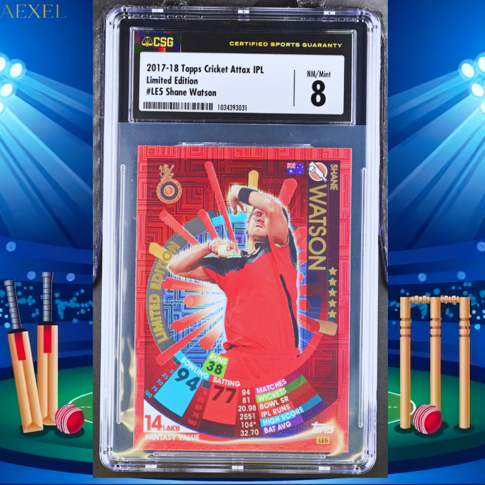 Shane Watson Topps Cricket Attax 2017 IPL CGC Graded 8  NM Mint Limited Edition LE5
