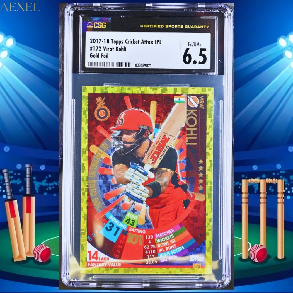 Virat Kohli 2017 Topps Cricket Attax IPL 100 Club Ultimate CGC Graded 6.5 Card#172