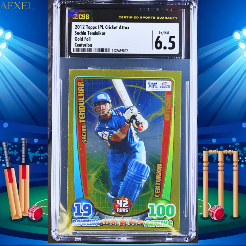 Sachin Tendulkar Topps Cricket Attax 2012 IPL CGC Graded 6.5 Goldfoil Centurion