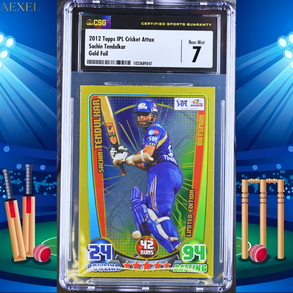 Sachin Tendulkar Topps Cricket Attax 2012 Limited Edition CGC Graded 7 GoldFoil