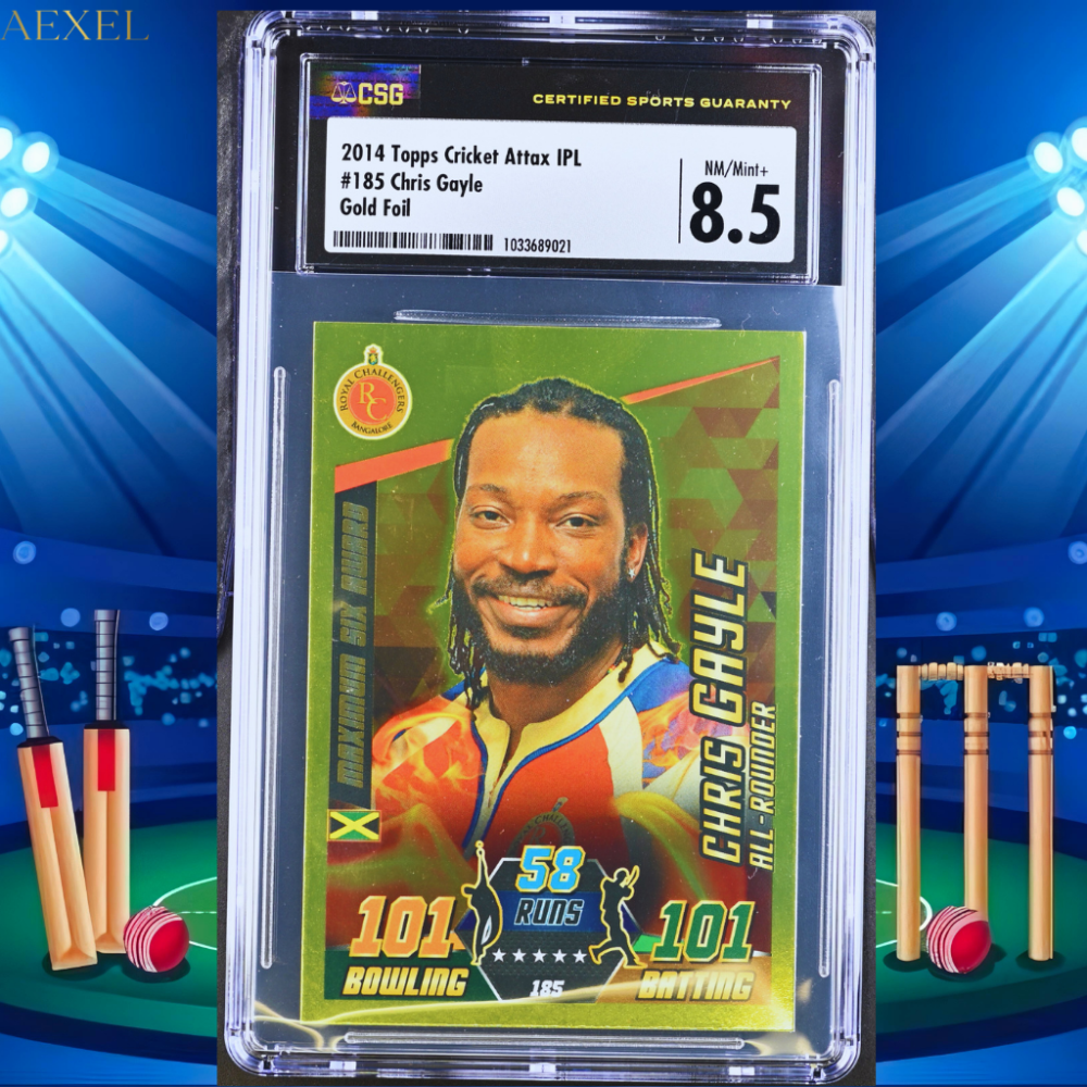39 Chris Gayle Topps Cricket Attax 2014 CGC Graded 8.5 GoldFoil