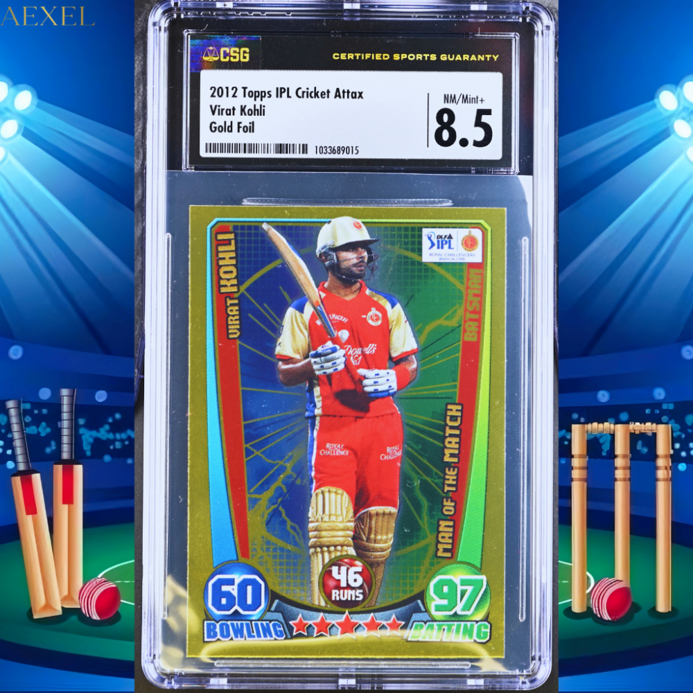 Virat Kohli 2012 Topps Cricket Attax Man of Match Gold Foil CGC Graded 8.5