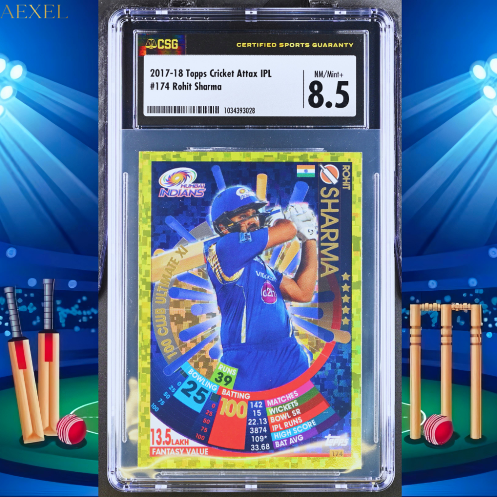 Rohit Sharma 2017 Topps Cricket Attax IPL CGC Graded 8.5 100 Club Ultimate XI Card #174