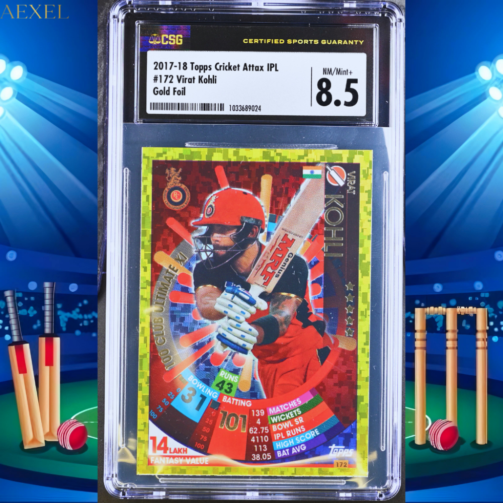 53 Virat Kohli Topps Cricket Attax 2017 CGC Graded 8.5 Gold Foil #172