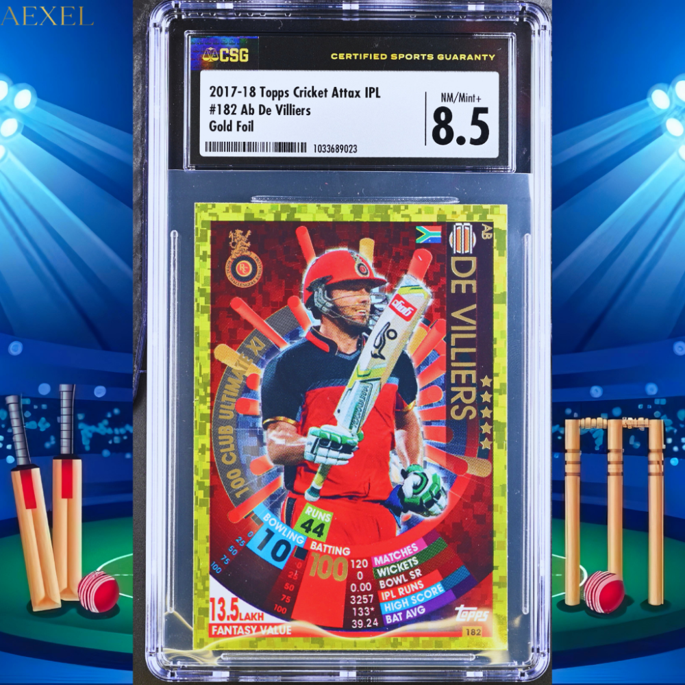 57 Ab De Villiers Topps Cricket Attax 2017 CGC 8.5 Card # 182 Gold Foil 100 Club Ultimate XI
