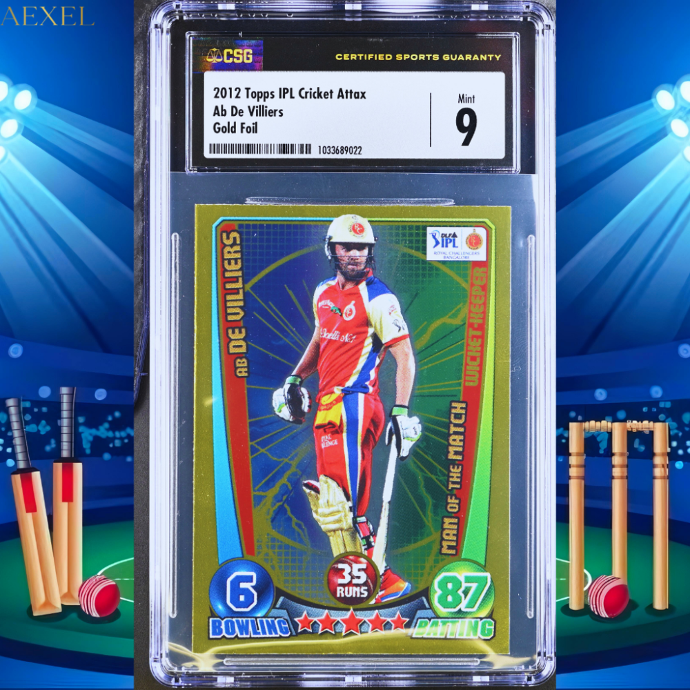 67 Ab De Villiers Topps Cricket Attax 2012 CGC 9 Top Pop None Finer Gold Foil
