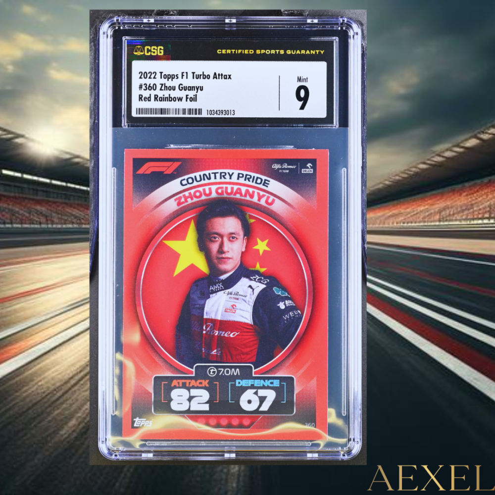 Zhou Guanyu Rookie Turbo Attax 2022 Red Parallel Country Pride CGC 9 Mint