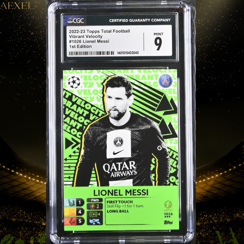 2022 Topps Total Football Vibrant Velocity - Lionel Messi #1026 - 1st Edition CGC Graded 9 Card