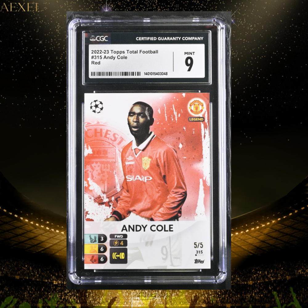 2022 Topps Total Football RED Parallel 5/5 Numbered - Andy Cole #315 CGC Graded 9 Mint Manchester United
