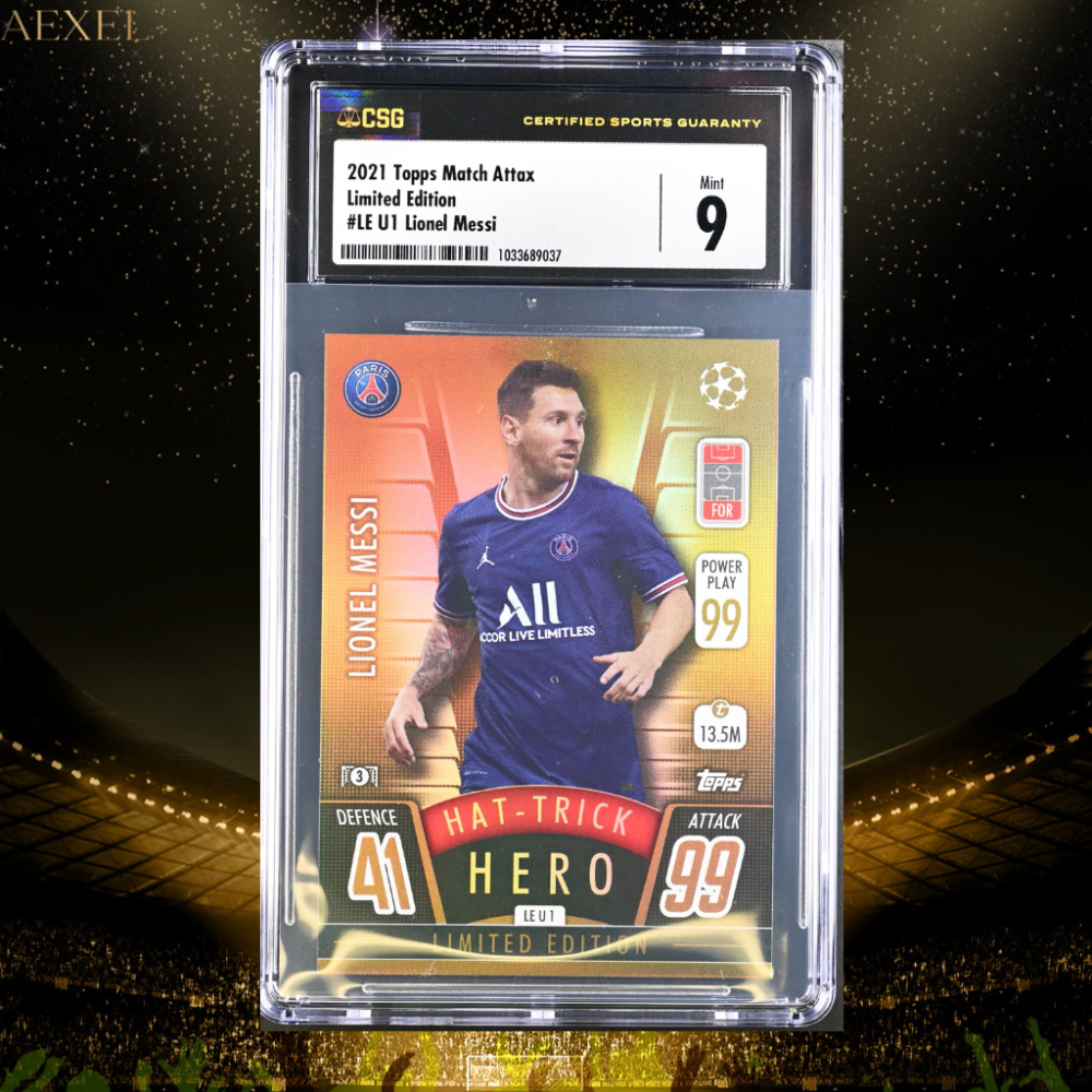2021 Topps Matxh Attax UCL Hatrick Hero - Lionel Messi LE U1 CGC Graded 9