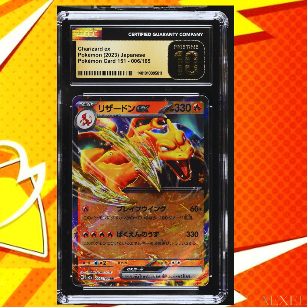 21 2023 Pokémon Charizard ex - Pokémon Card 151 sv2a, Pristine 10 (CGC) Card #006/165 - Japanese