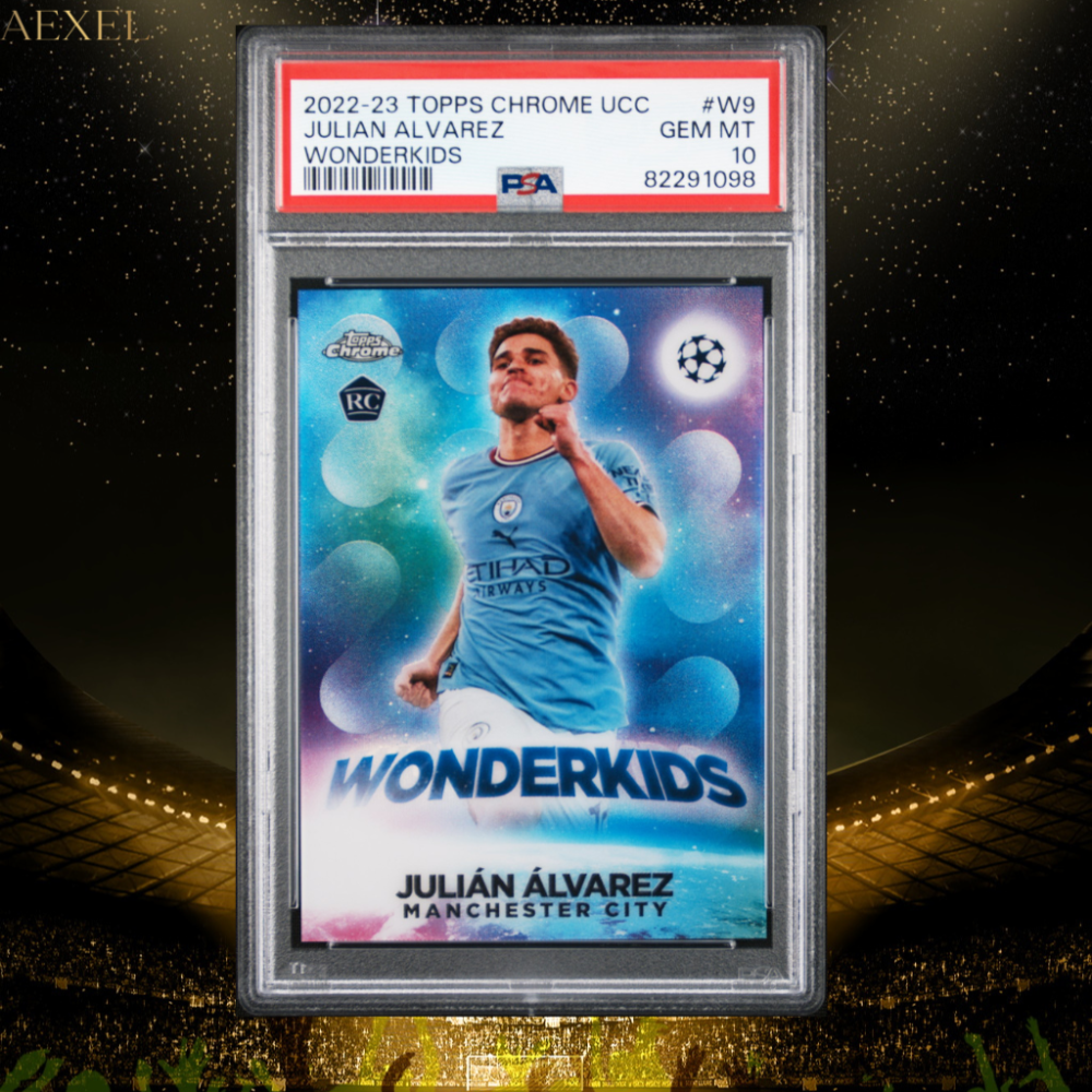 2022 Topps Chrome UCC - Julian Alvarez Wonderkids Rookie Card #W9 PSA Graded 10 Gem Mint Manchester City