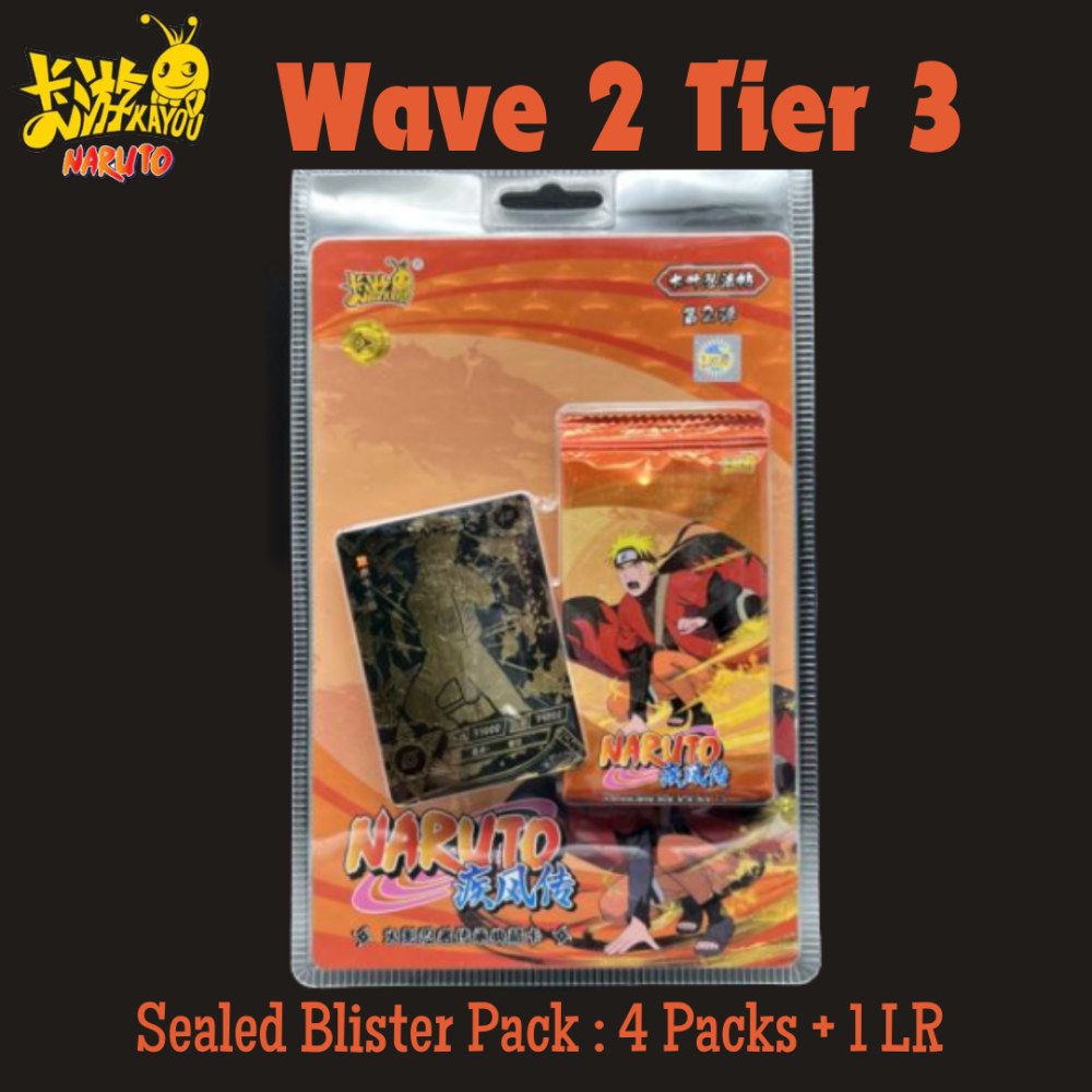 Kayou Naruto Wave 2 Tier 3 Sealed Blister Pack - 4 Packs + Kakashi LR Promo