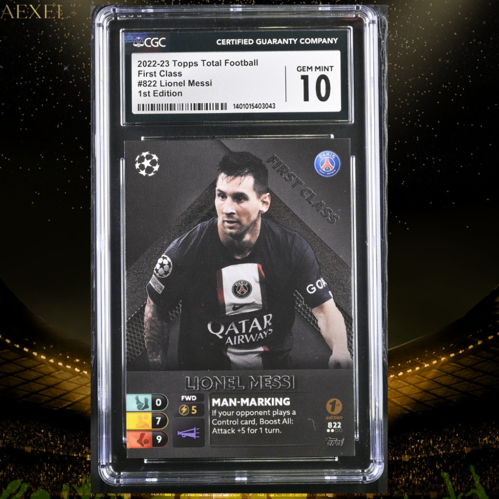 2022 Topps Total Football First Class - Lionel Messi #822 - 1st Edition CGC Graded 10 Gem Mint