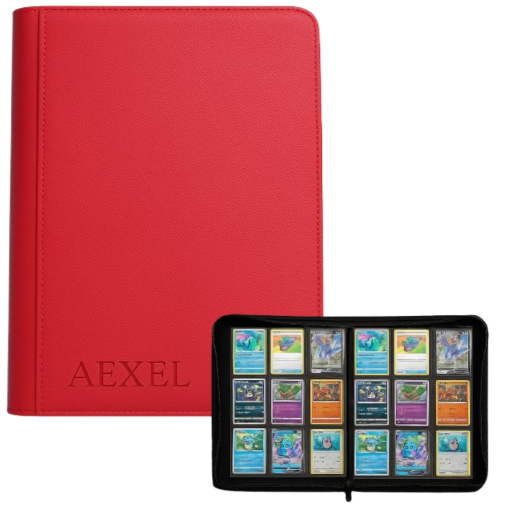 Aexel Premium  9 Pocket Zipper Card Binder 360 Card Storage Capacity For Pokemon Cards , Trading Cards , Sports Cards , TCG Cards
