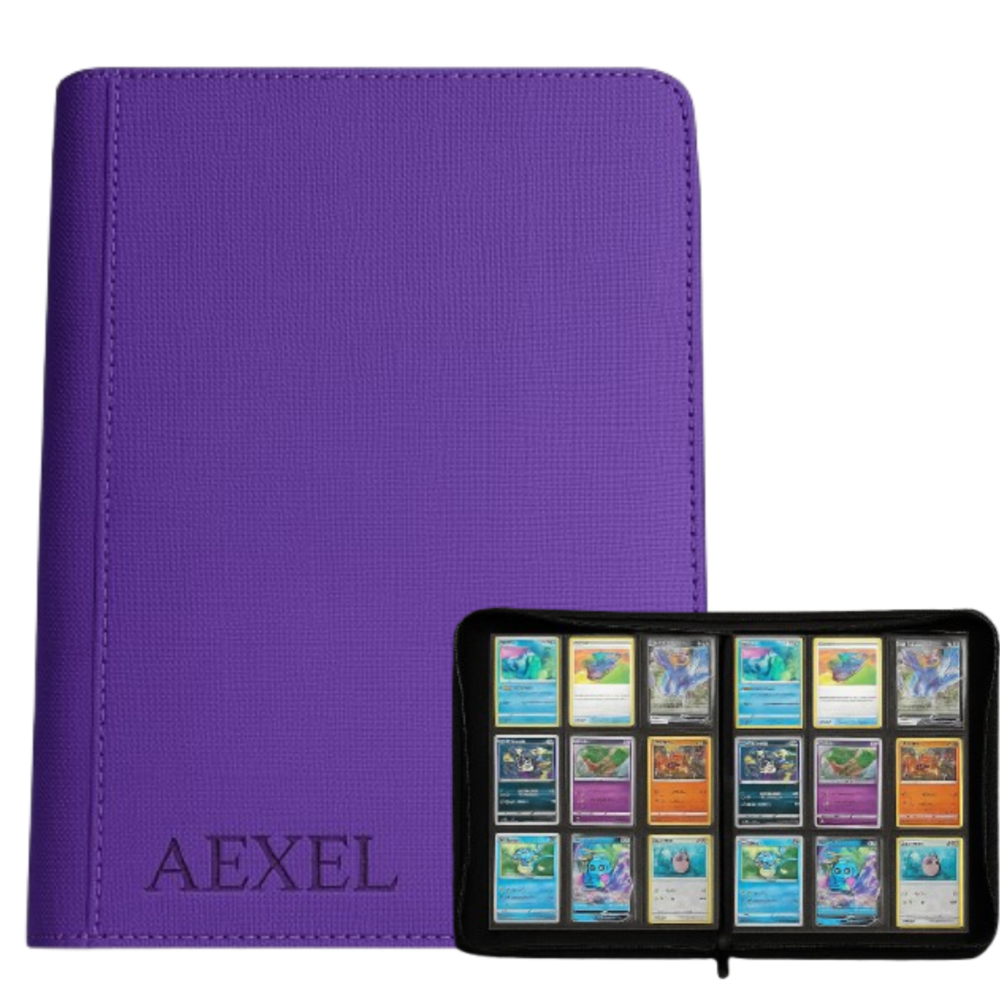 Aexel Premium 9 Pocket Zipper Card Binder 360 Card Storage