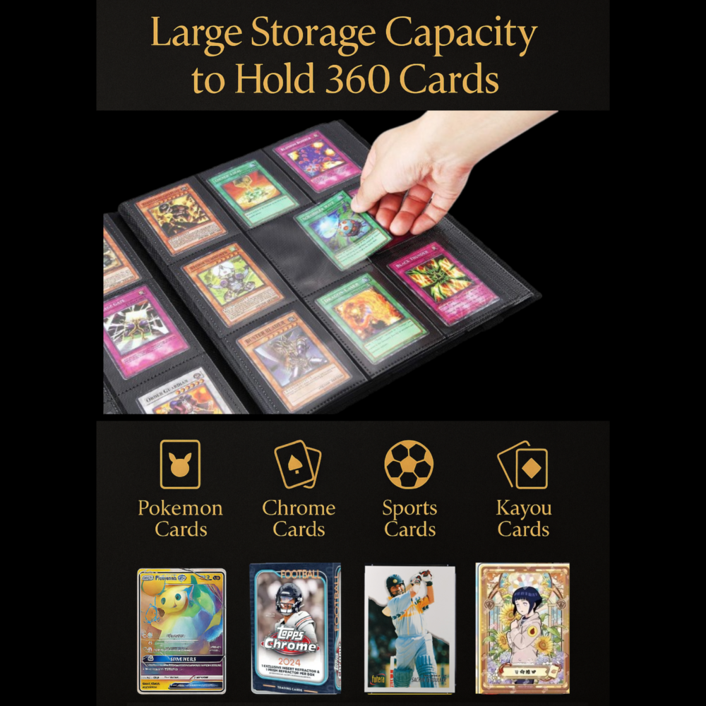Aexel Premium 9 Pocket Hard Bound Strap Binder 360 Cards Capacity