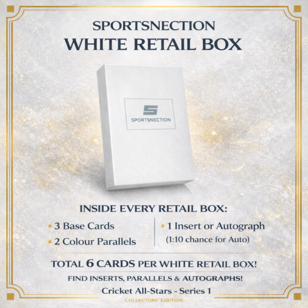 Sportsnection All Stars of Cricket: Series 1 White Box Collectors Edition | 6 Cards with 1 Insert or Autograph 1:10