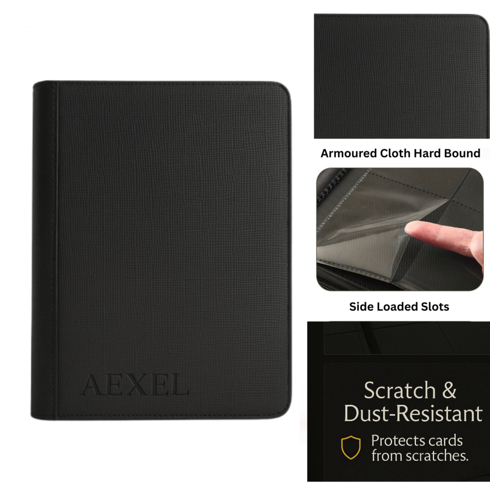 AEXEL Premium Semi-Rigid Card Saver Binder – 160 Pocket Side-Loading Album for Trading Cards