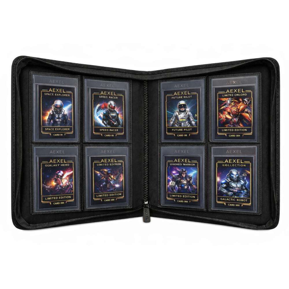 AEXEL Premium Semi-Rigid Card Saver Binder – 160 Pocket Side-Loading Album for Trading Cards