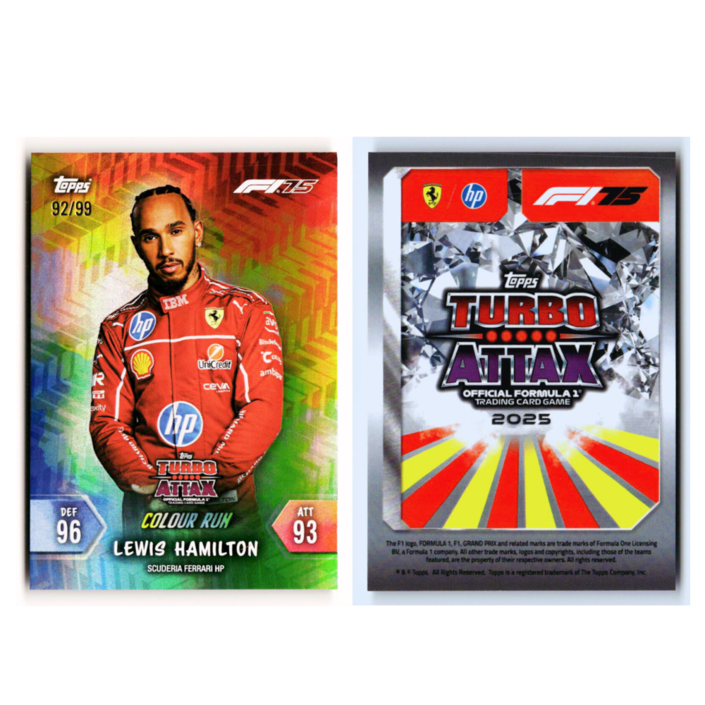 Topps F1 Turbo Attax 2025 Color run Cards Combo - 6 Bonanza Pack + 6 Color Run cards set Numbered to 99