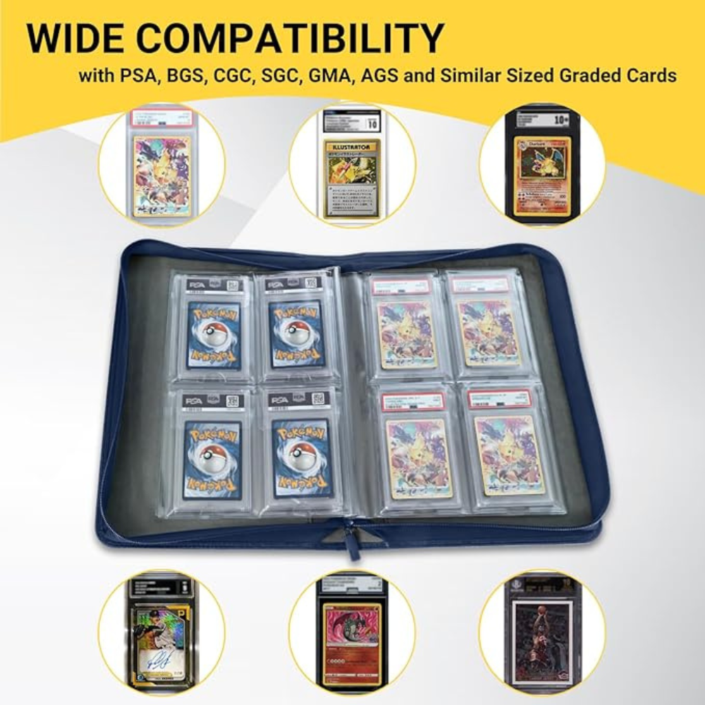 AEXEL Premium Graded Card Slab Binder – 40 Slab Capacity Zippered Album for PSA, BGS & CGC Graded Trading Cards