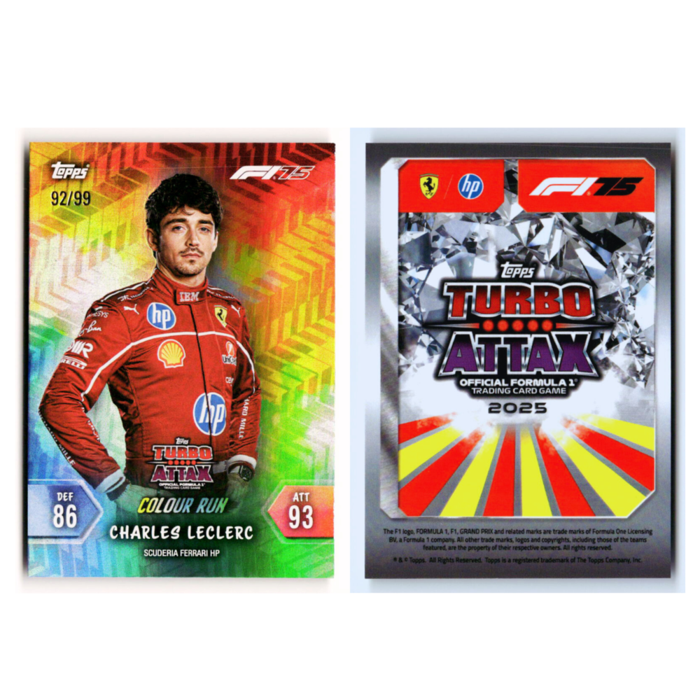 Topps F1 Turbo Attax 2025 Color run Cards Combo - 6 Bonanza Pack + 6 Color Run cards set Numbered to 99