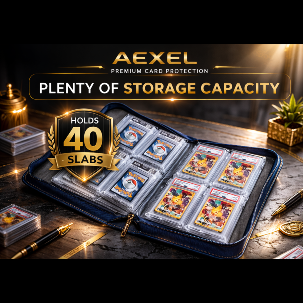 AEXEL Premium Graded Card Slab Binder – 40 Slab Capacity Zippered Album for PSA, BGS & CGC Graded Trading Cards