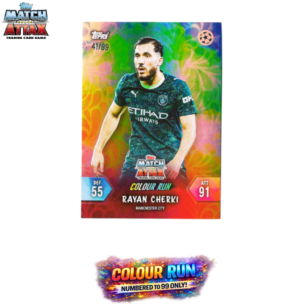 Topps Match Attax 2025/26 COLOR RUN EXCLUSIVE CARDS NUMBERED TO /99 ONLY INDIA EXCLUSIVE