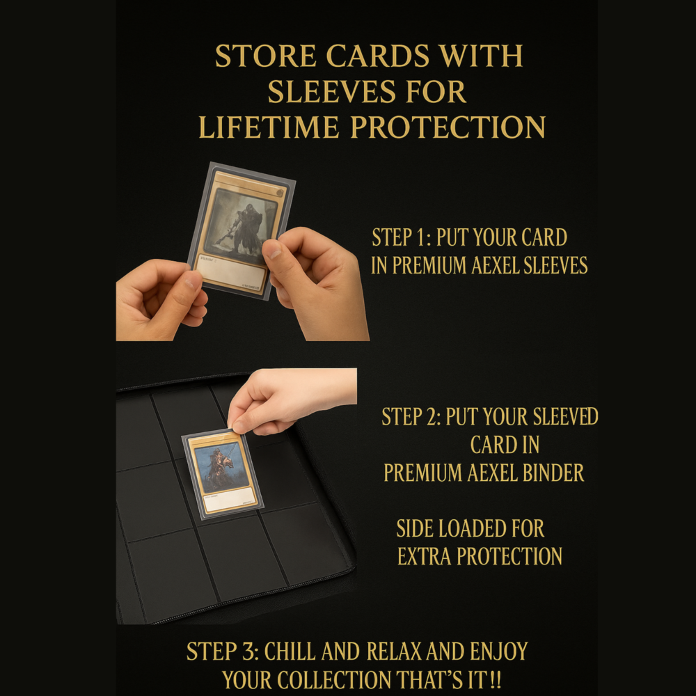 Aexel Trading Card Binder, Soft PP Material, Elastic Strap, for Card Collection, Black Color