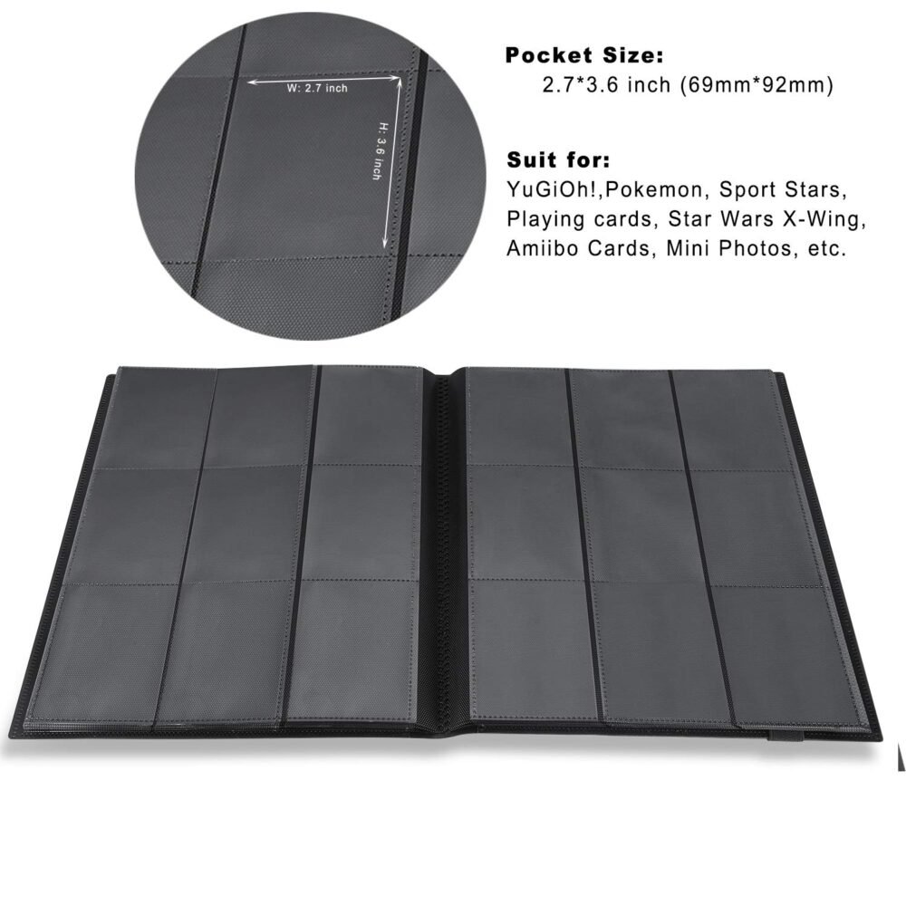 Aexel Trading Card Binder, Soft PP Material, Elastic Strap, for Card Collection, Black Color