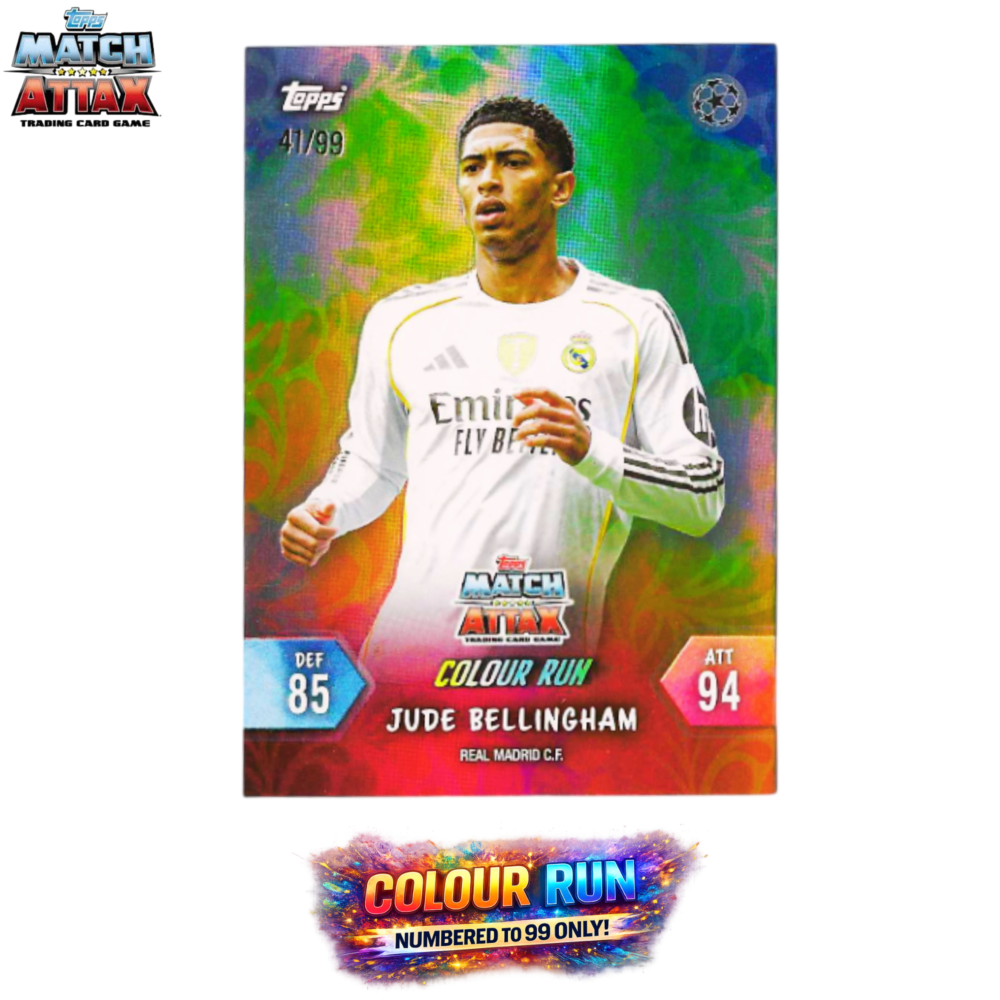 Topps Match Attax 2025/26 COLOR RUN EXCLUSIVE CARDS NUMBERED TO /99 ONLY INDIA EXCLUSIVE