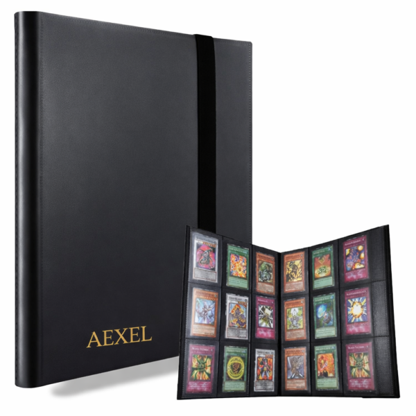 Aexel Trading Card Binder, Soft PP Material, Elastic Strap, for Card Collection, Black Color