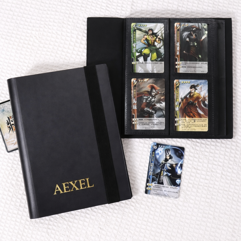 Aexel Trading Card Binder, Soft PP Material, Elastic Strap, for Card Collection, Black Color