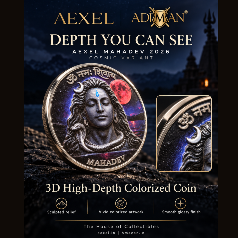 Adiman x Aexel: Mahadev 2026 Lord Shiva Commemorative Coin – Limited Edition Graded Slab