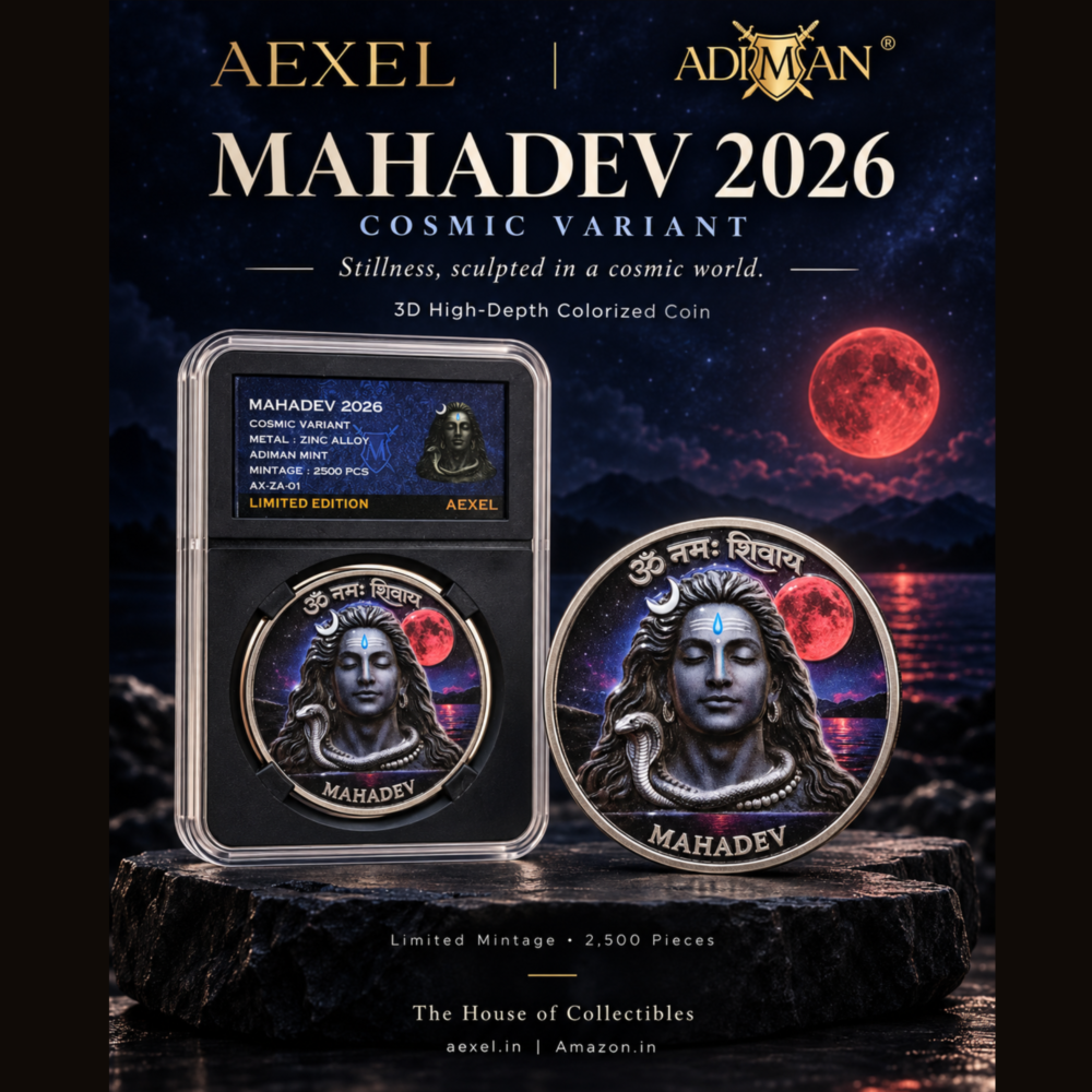 Adiman x Aexel: Mahadev 2026 Lord Shiva Commemorative Coin – Limited Edition Graded Slab