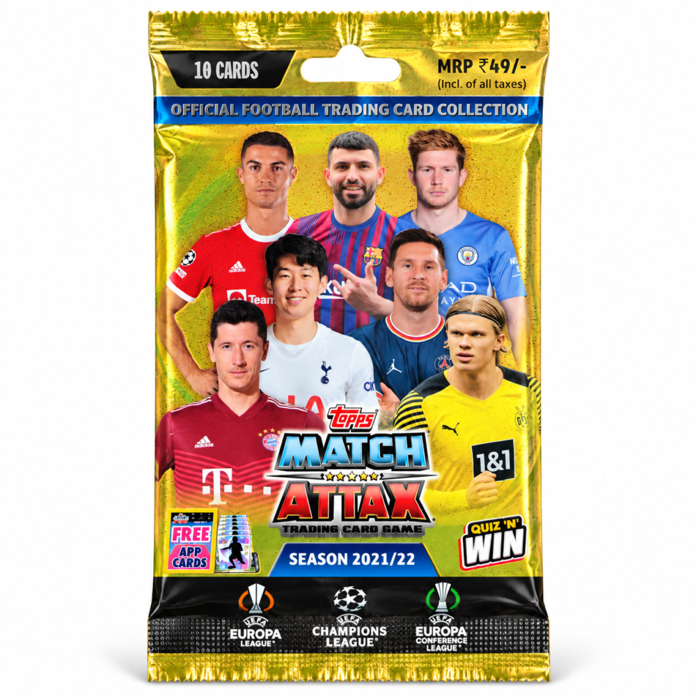 Topps UEFA Match Attax 2021/22 Football Trading Cards | 30 Packets, 10 Cards Pack