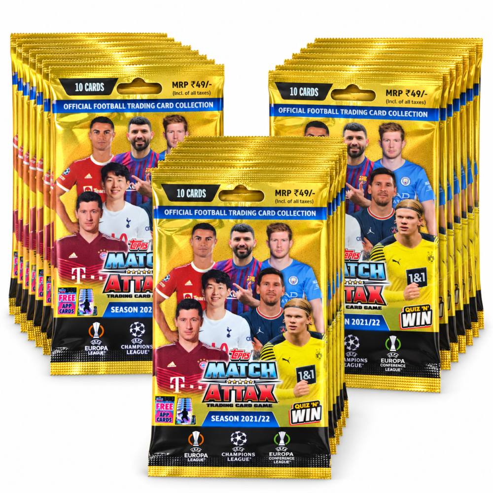 Topps UEFA Match Attax 2021/22 Football Trading Cards | 30 Packets, 10 Cards Pack