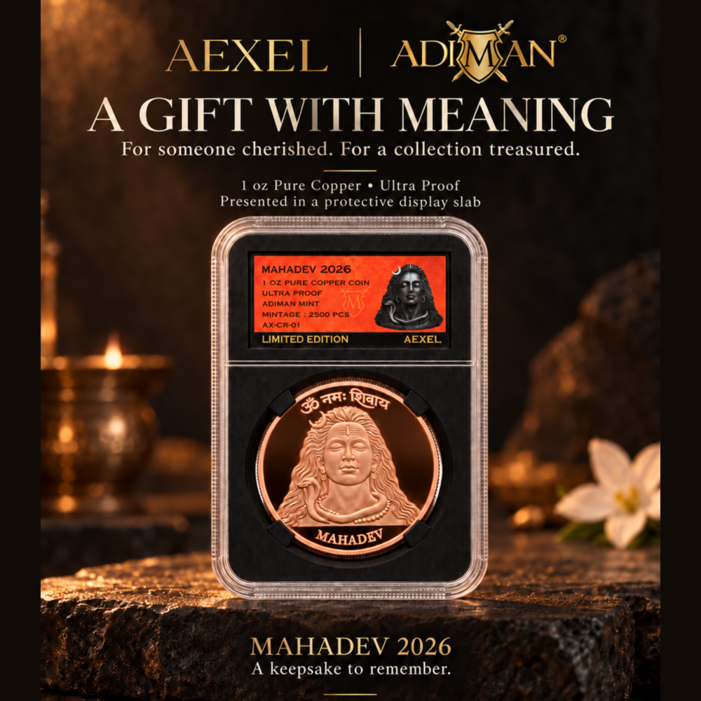Adiman x Aexel: Mahadev 2026 Lord Shiva Commemorative Coin – Limited Edition Graded Slab