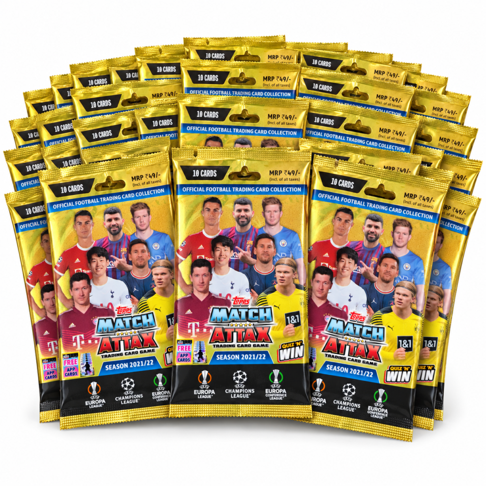 Topps UEFA Match Attax 2021/22 Football Trading Cards | 30 Packets, 10 Cards Pack