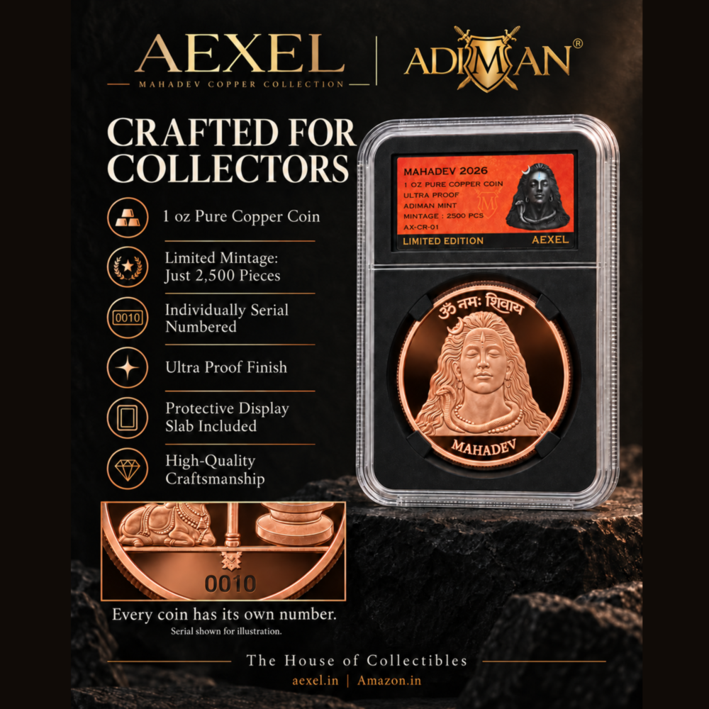 Adiman x Aexel: Mahadev 2026 Lord Shiva Commemorative Coin – Limited Edition Graded Slab
