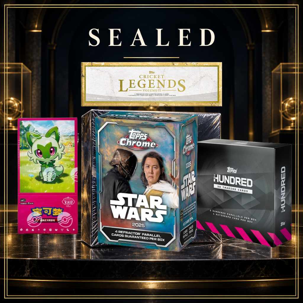 Sealed trading card boxes at AEXEL