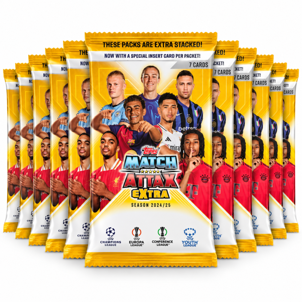 Topps UEFA Match Attax Extra 2024/25 Trading Cards 10 Packs Made in Italy