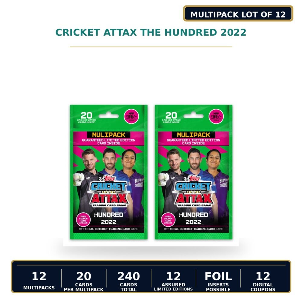 Cricket Attax The Hundred 2022 Multipack Lot Of 12 sealed trading card product