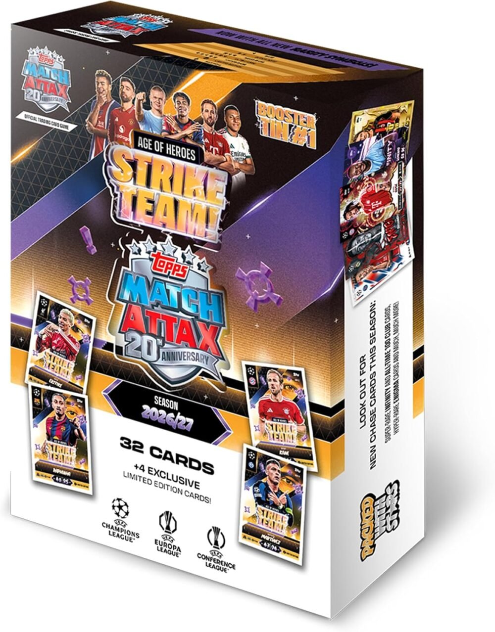Topps UEFA Match Attax 2026/27 Strike Team Booster Tin 1 – 36 Cards (4 Limited Editions)
