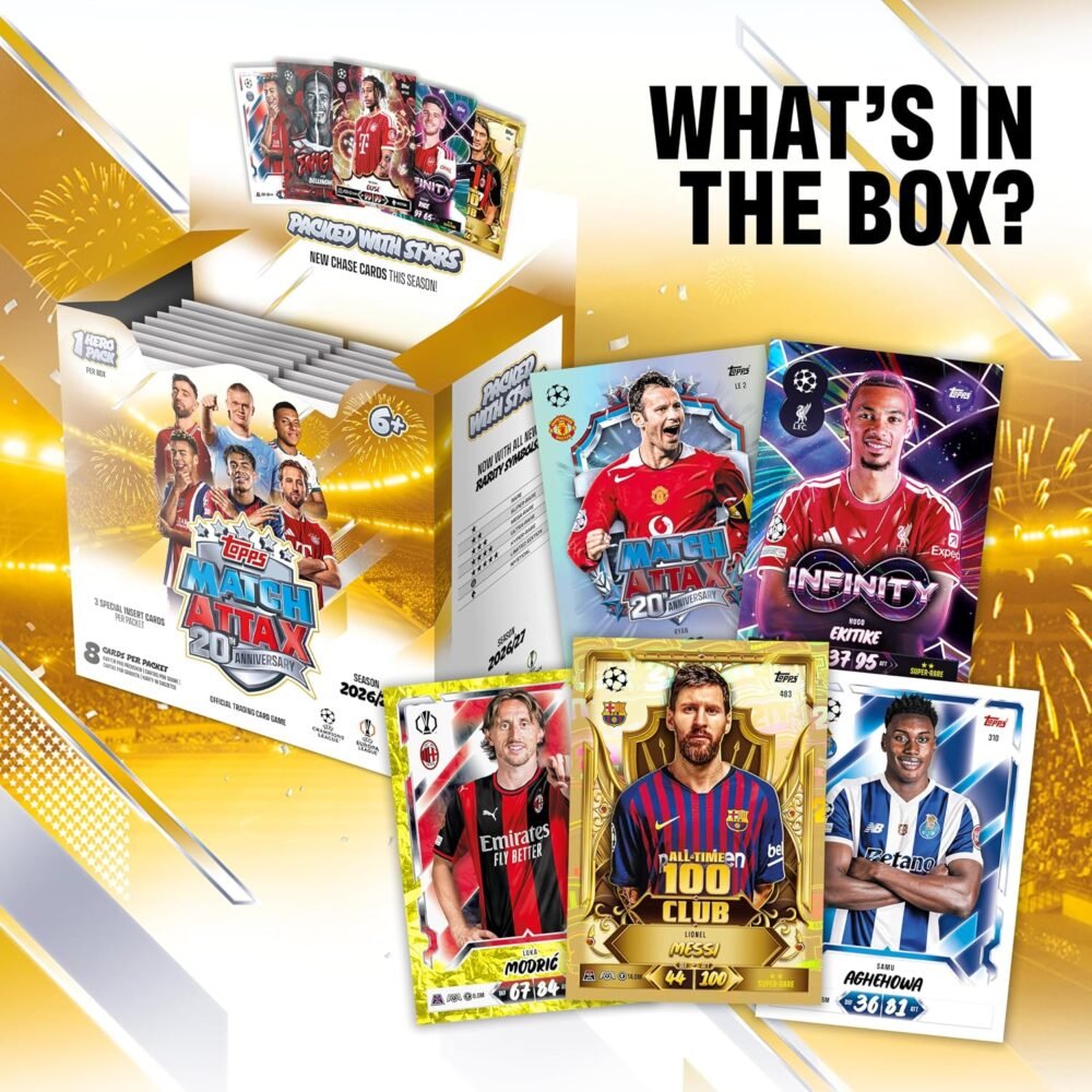 Topps UEFA Match Attax 2026/27 Full Box – 36 Packs (288 Cards + Guaranteed Hero Pack)