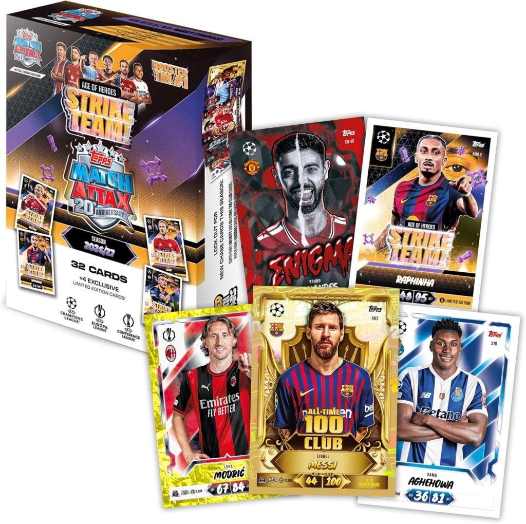 Topps UEFA Match Attax 2026/27 Strike Team Booster Tin 1 – 36 Cards (4 Limited Editions)